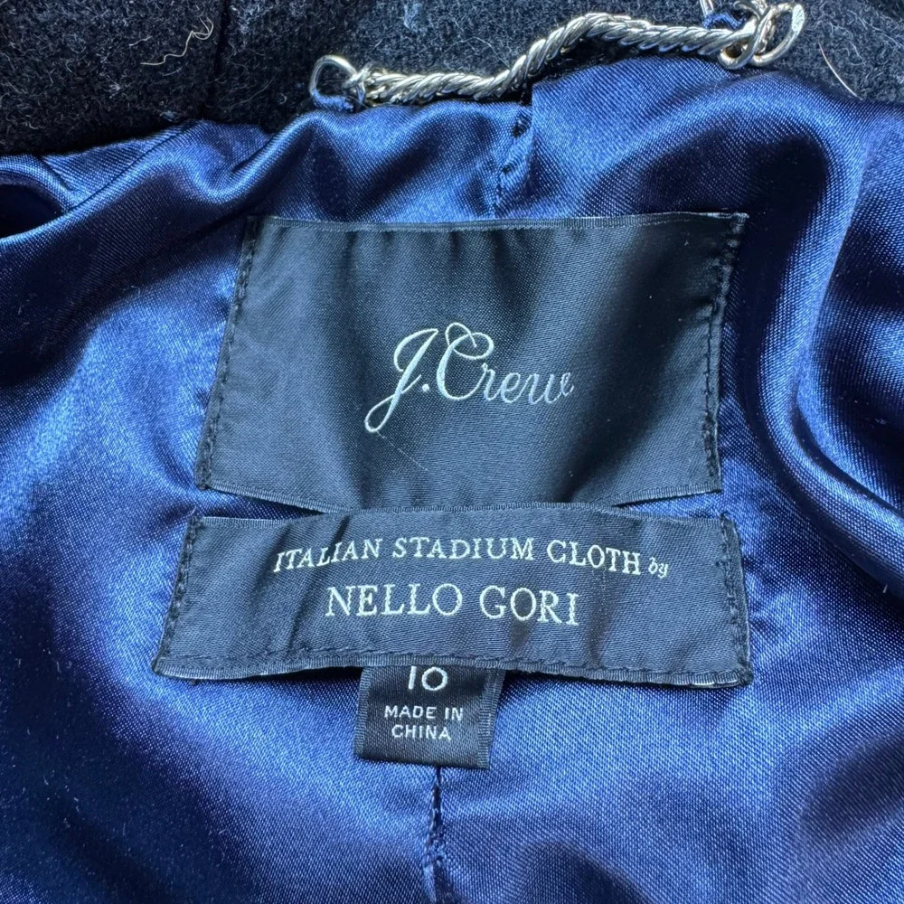J.Crew Chateau Parka Italian Stadium-Cloth Wool Black Hooded Coat J5488 Women 10 - Picture 4 of 16